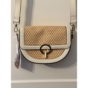 Cheval Firenze Crossbody Purse Straw Leather White NWT Cruise Vacation Old Money